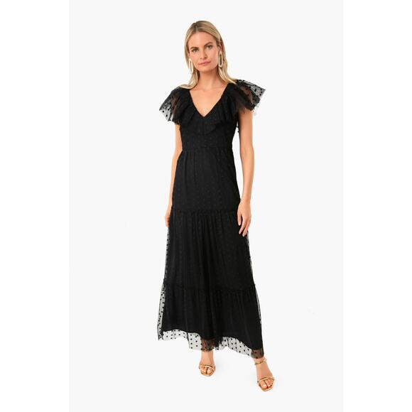 Tuckernuck Black Onyx Wedding Guest Tulle Giselle Formal Maxi Gown Dress Medium - Picture 1 of 15